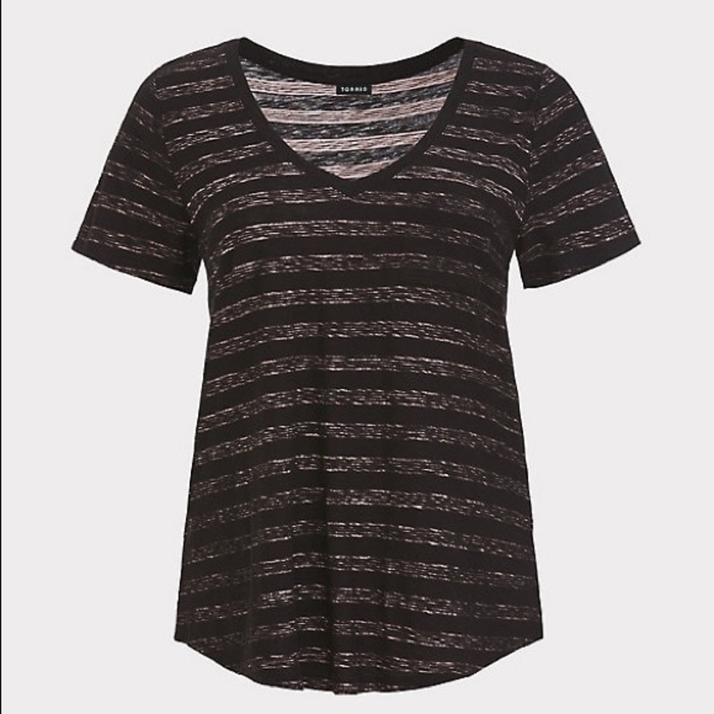 Black and pink striped T-shirt